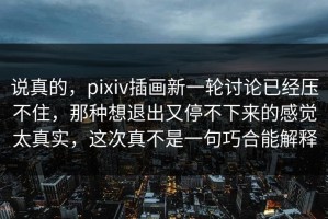 说真的，pixiv插画新一轮讨论已经压不住，那种想退出又停不下来的感觉太真实，这次真不是一句巧合能解释