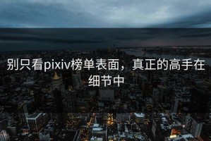 别只看pixiv榜单表面，真正的高手在细节中