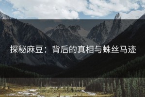 探秘麻豆：背后的真相与蛛丝马迹