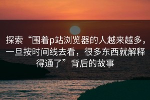 探索“围着p站浏览器的人越来越多，一旦按时间线去看，很多东西就解释得通了”背后的故事