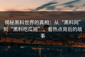 揭秘黑料世界的真相：从“黑料网”到“黑料吃瓜网”，看热点背后的故事