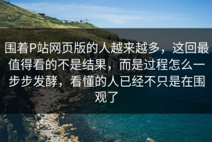 围着P站网页版的人越来越多，这回最值得看的不是结果，而是过程怎么一步步发酵，看懂的人已经不只是在围观了