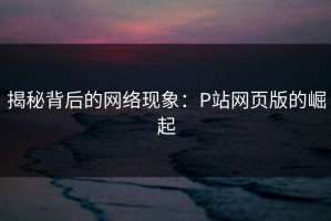 揭秘背后的网络现象：P站网页版的崛起