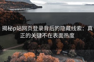 揭秘p站网页登录背后的隐藏线索：真正的关键不在表面热度