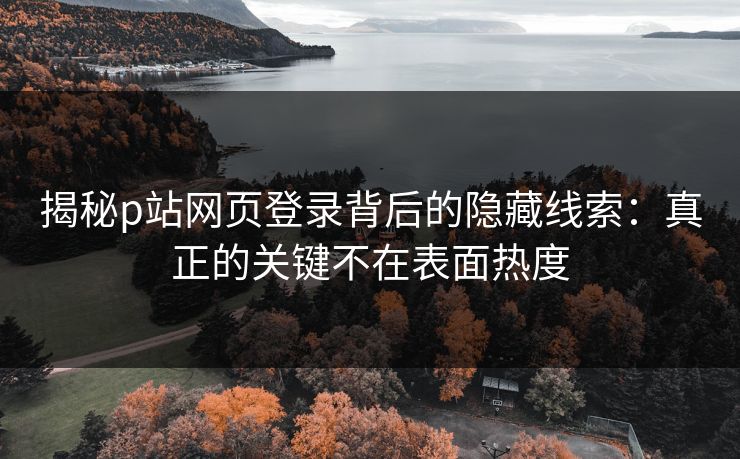 揭秘p站网页登录背后的隐藏线索：真正的关键不在表面热度