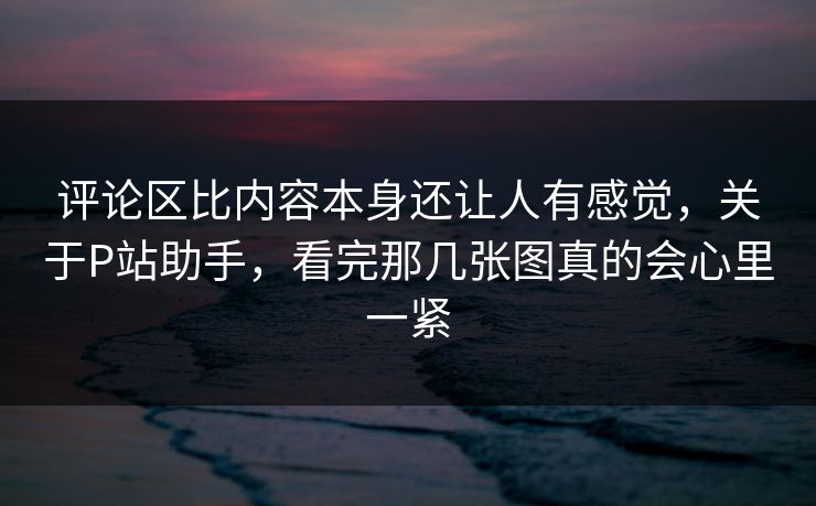 评论区比内容本身还让人有感觉，关于P站助手，看完那几张图真的会心里一紧