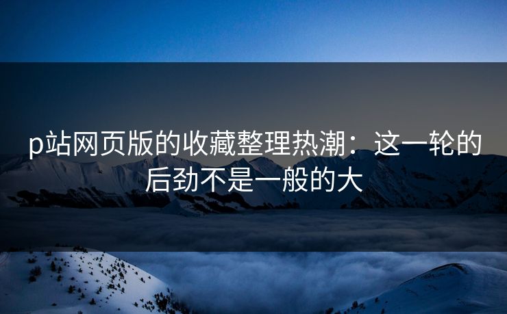 p站网页版的收藏整理热潮：这一轮的后劲不是一般的大