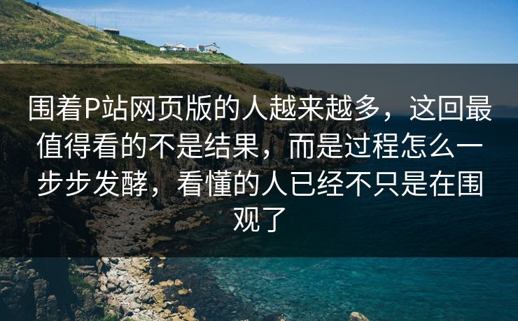 围着P站网页版的人越来越多，这回最值得看的不是结果，而是过程怎么一步步发酵，看懂的人已经不只是在围观了